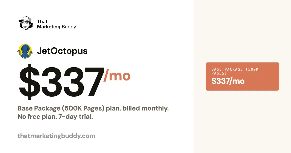 JetOctopus Pricing: $337/mo Base Package, No Free Plan