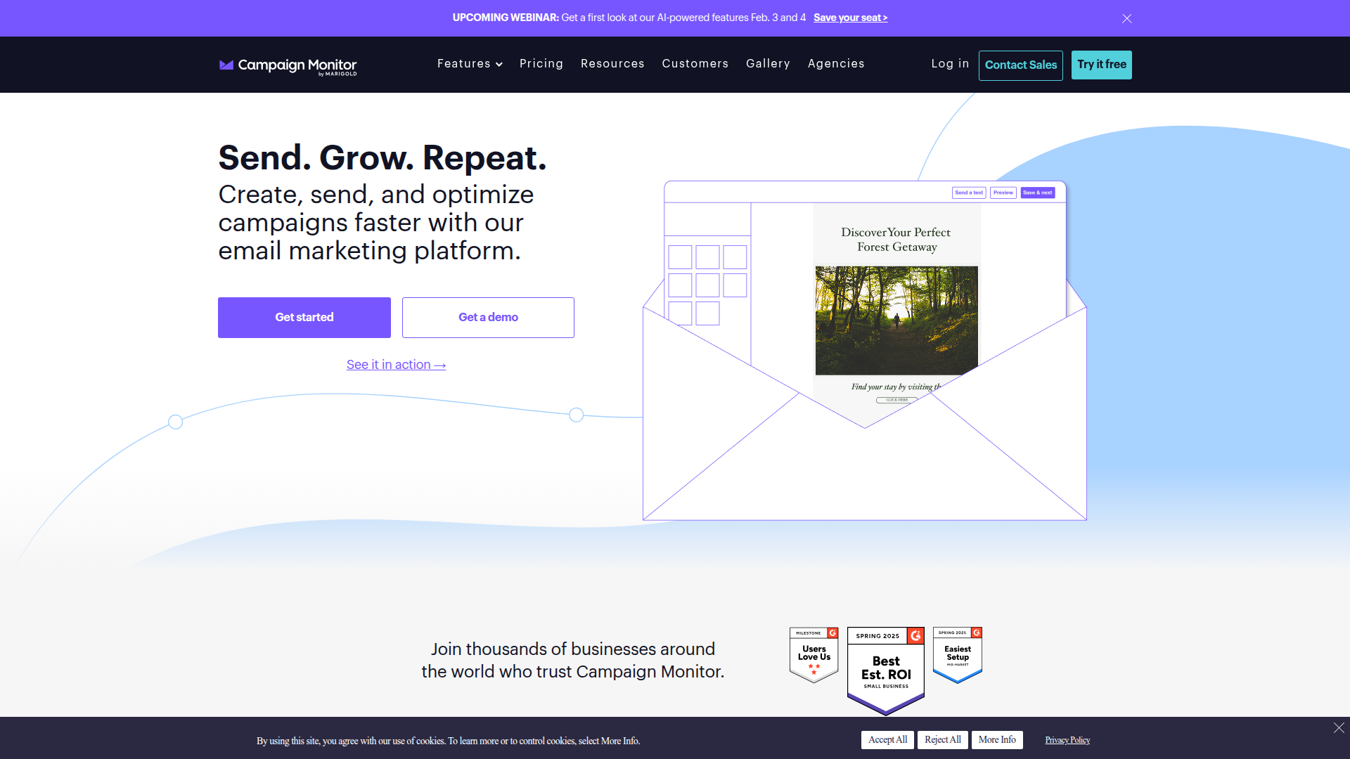Campaign Monitor homepage screenshot
