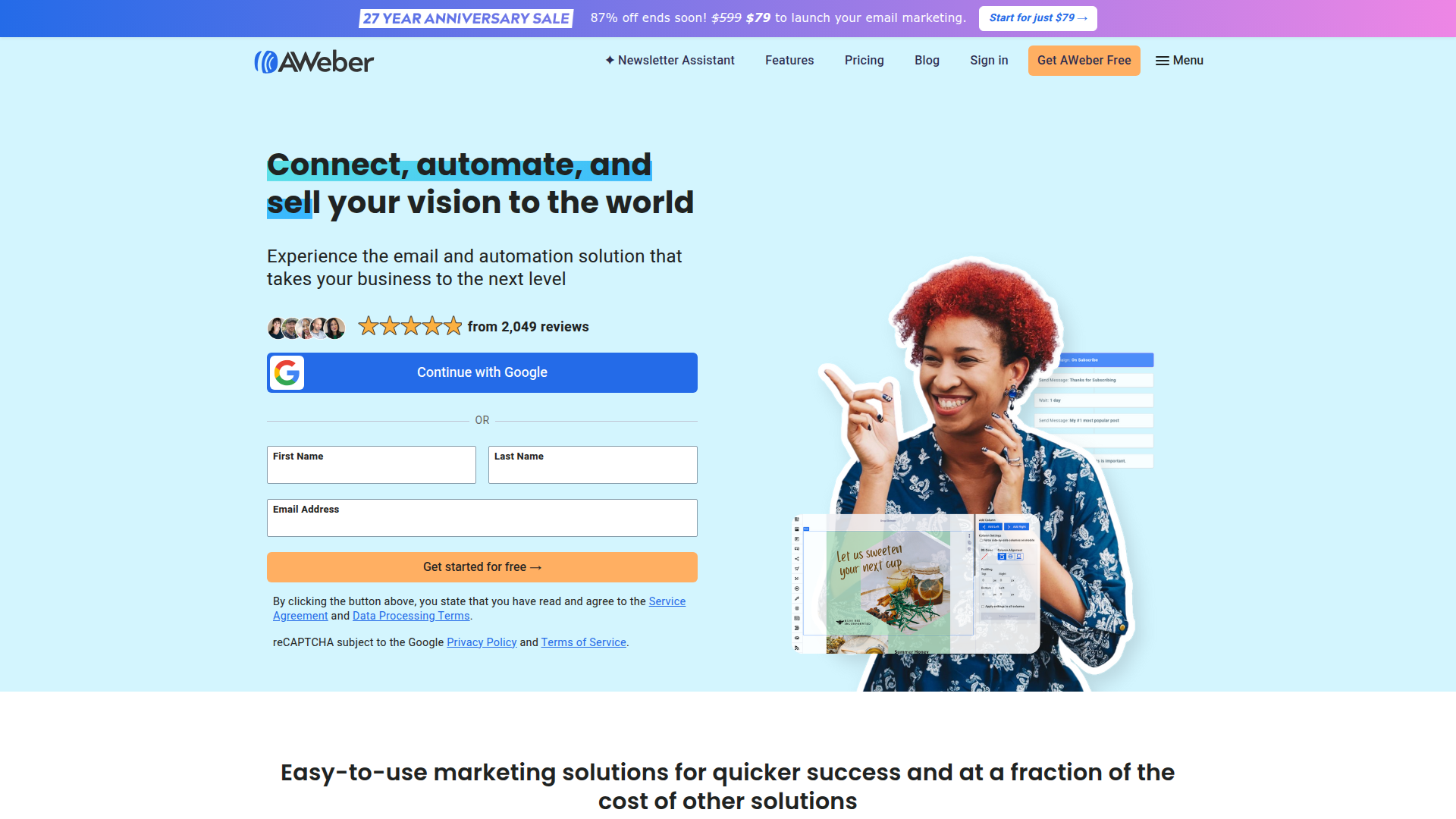 AWeber homepage screenshot