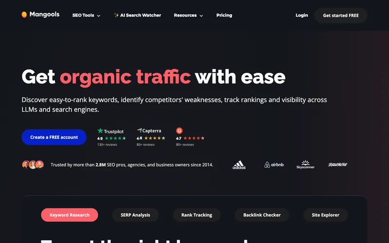 Mangools interface
