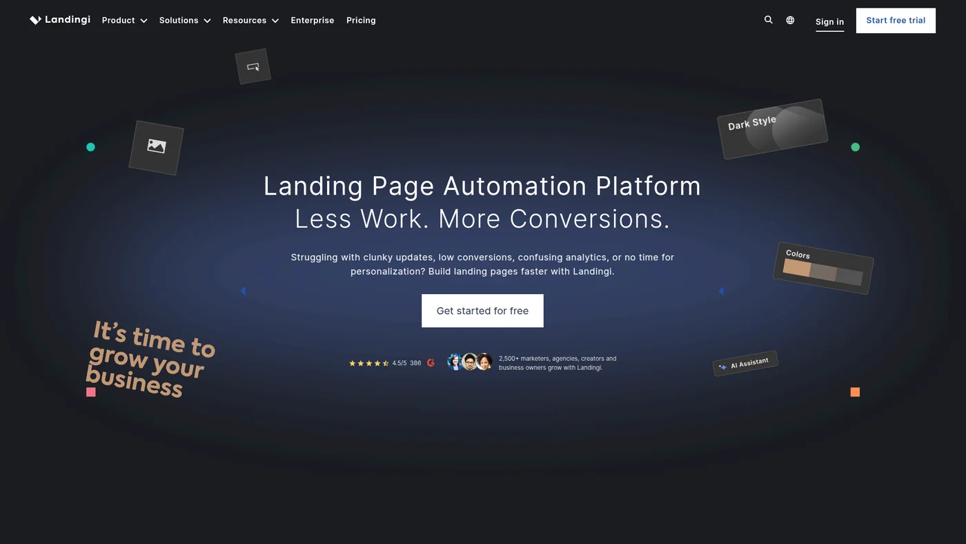 Landingi homepage screenshot