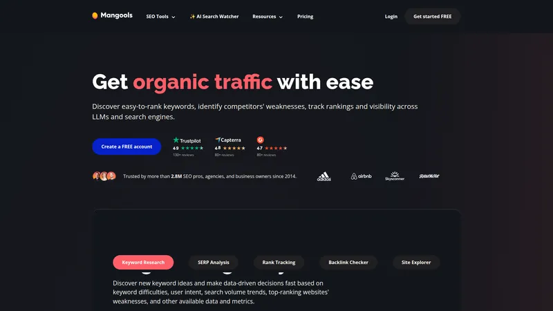 Mangools interface