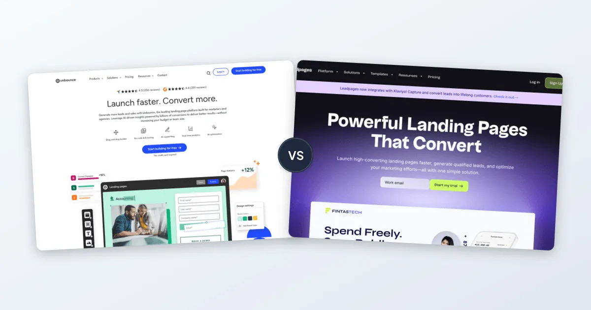 Unbounce vs Leadpages comparison