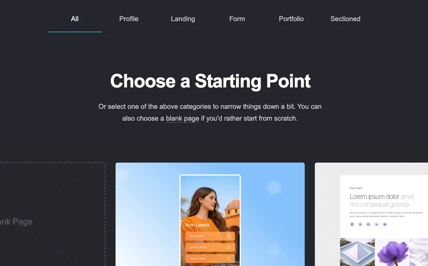Carrd homepage screenshot