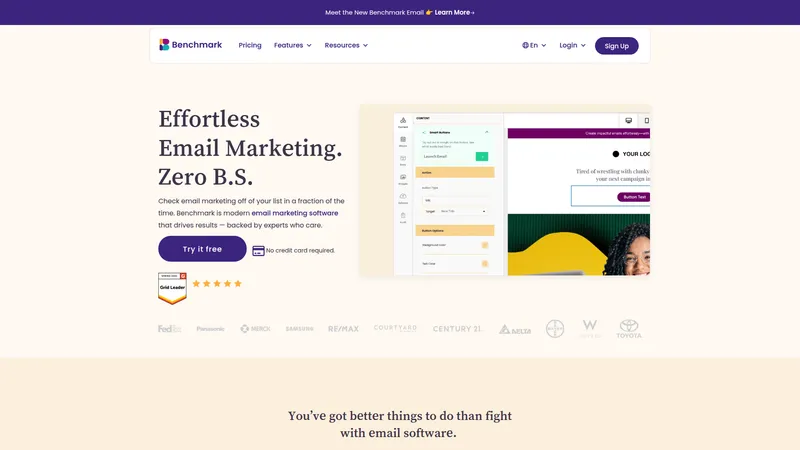 Benchmark Email interface