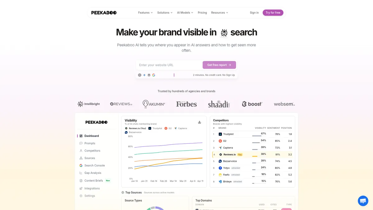 Peekaboo AI homepage screenshot