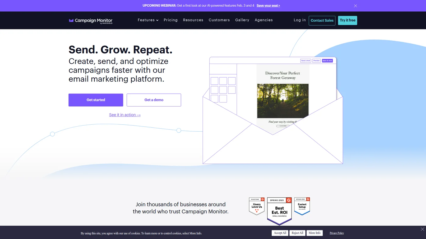Campaign Monitor homepage screenshot