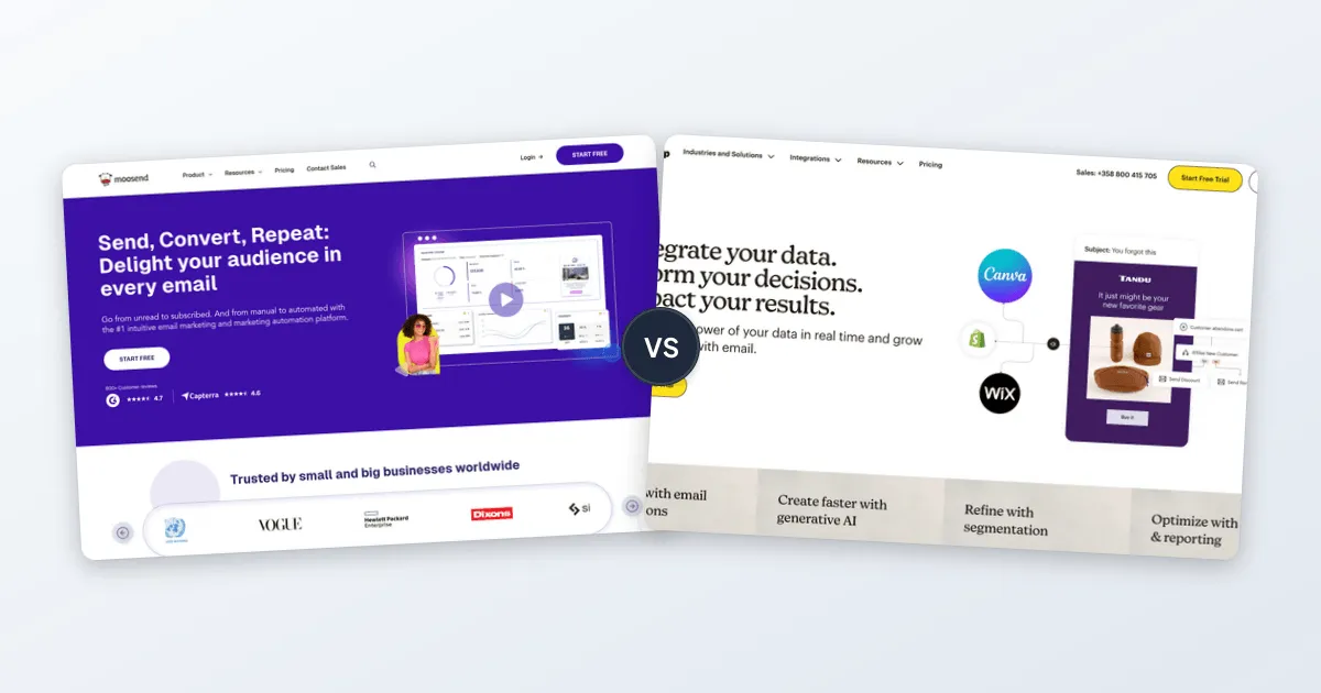 Moosend vs Mailchimp comparison