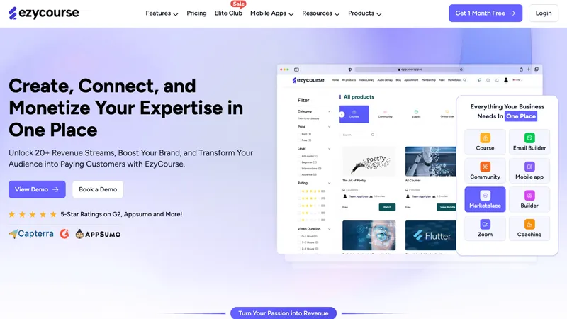 EzyCourse interface