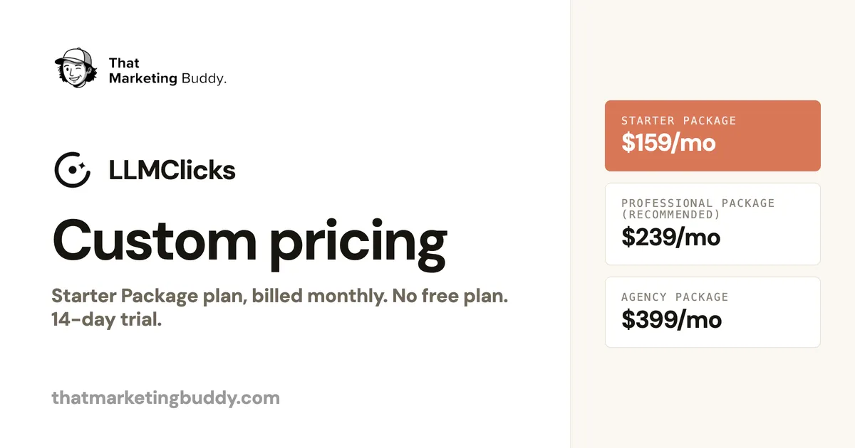 LLMClicks Pricing: $159 Lifetime Starter to $399 Agency Deal