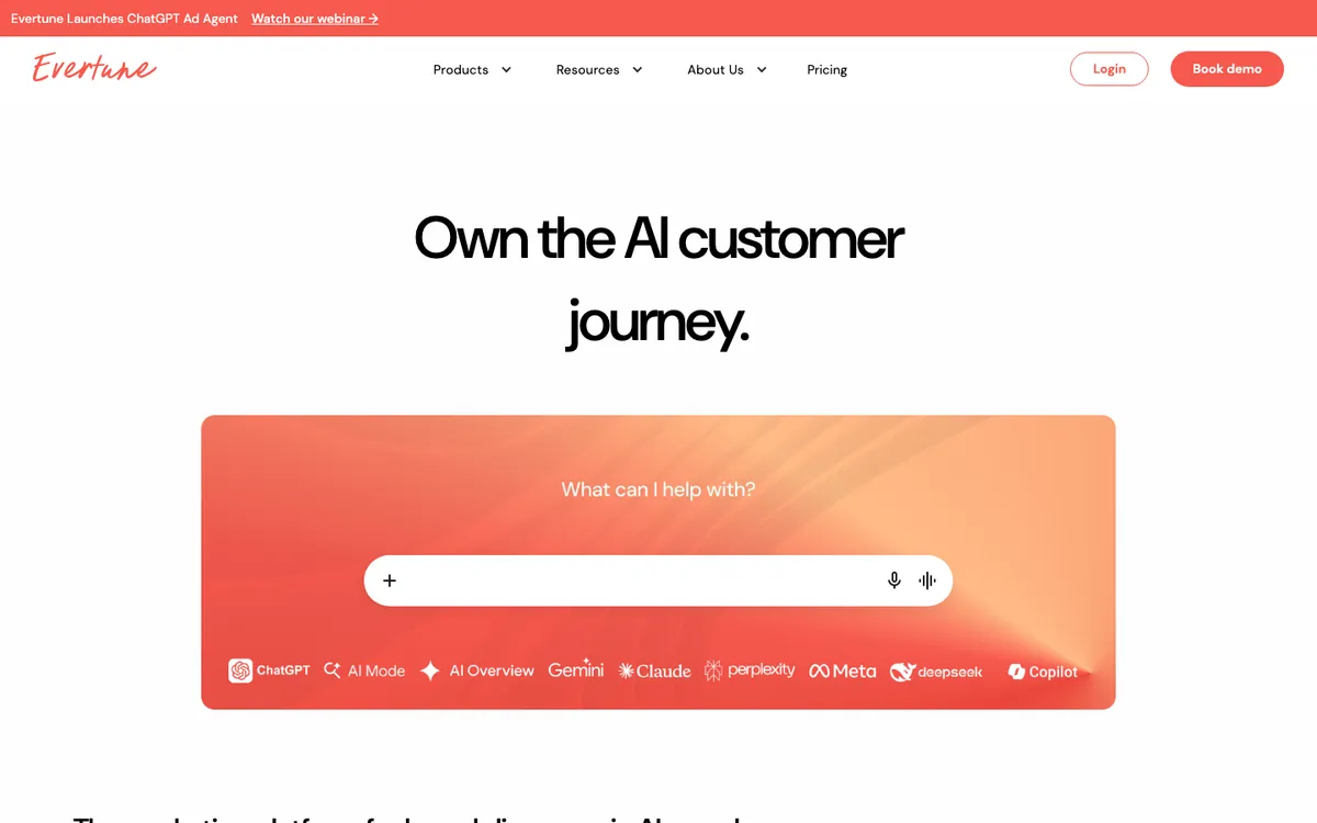 Evertune AI visibility platform homepage