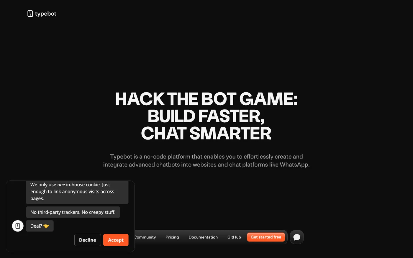 Typebot homepage screenshot