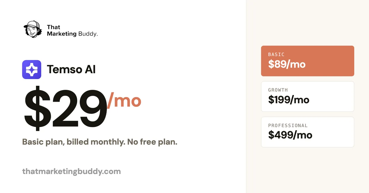 Temso AI Pricing 2026: $29 Basic to $499 Professional