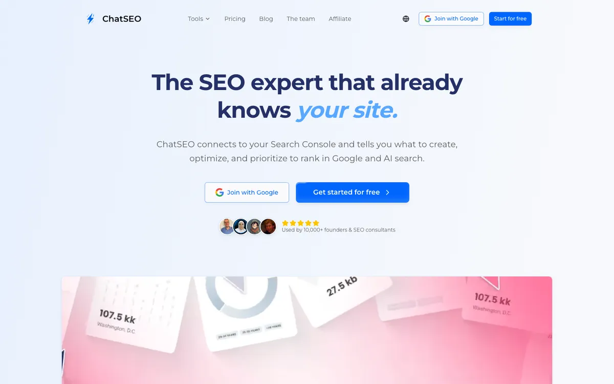 ChatSEO AI SEO co-pilot homepage