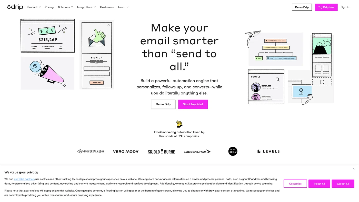 Drip homepage screenshot