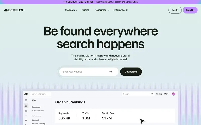Semrush interface