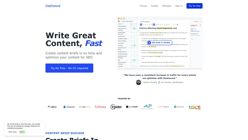 Dashword interface