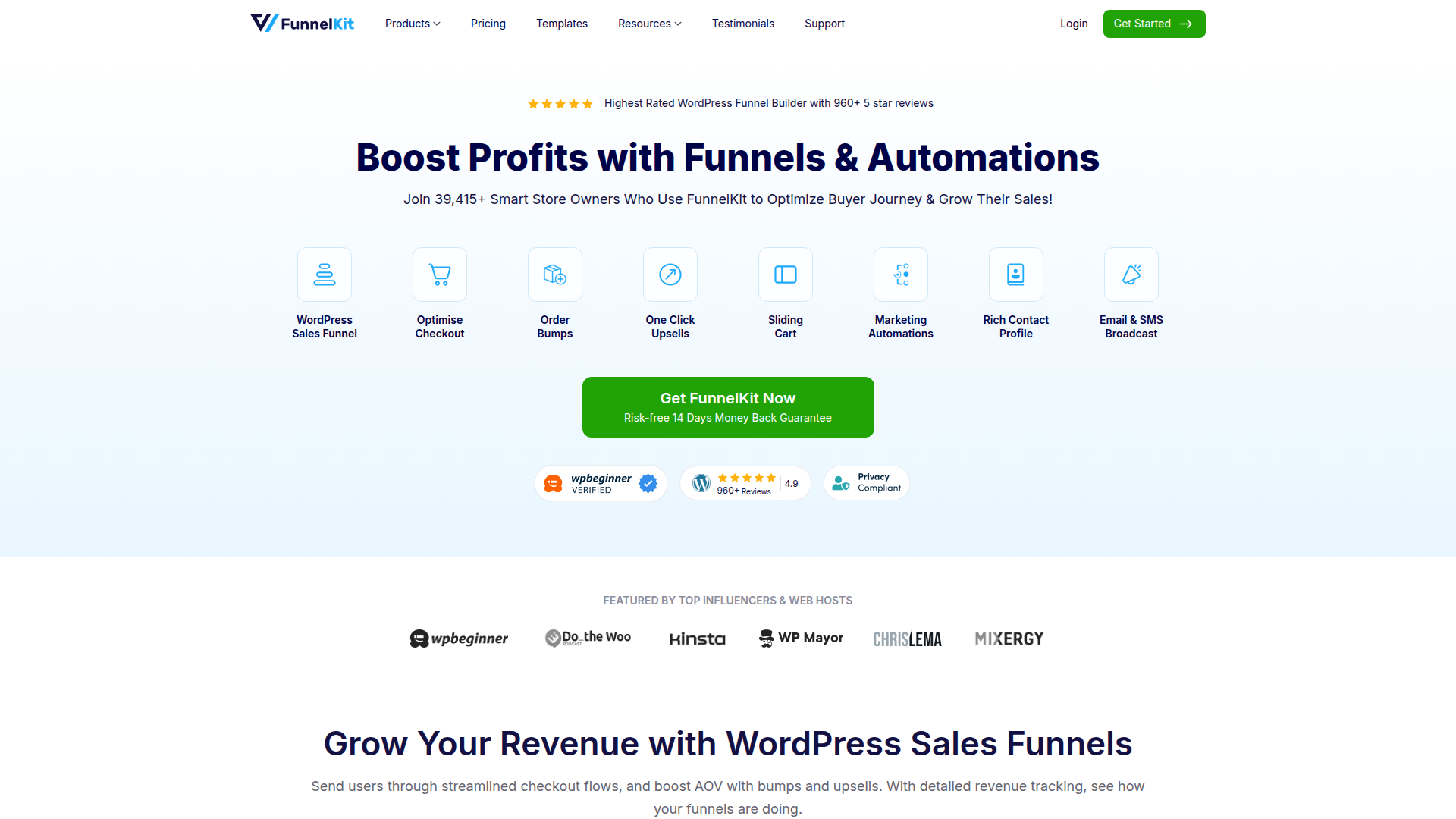 WPFunnels homepage screenshot