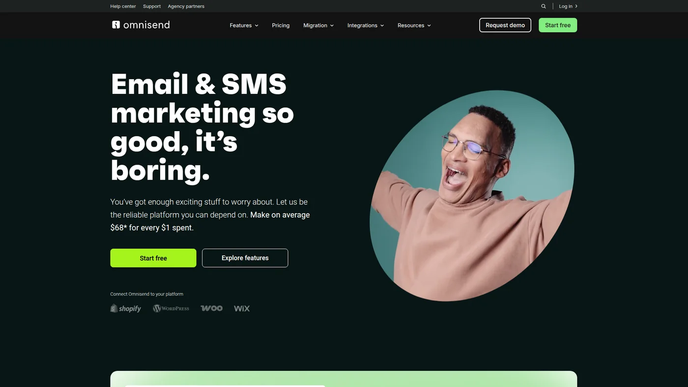 Omnisend homepage screenshot