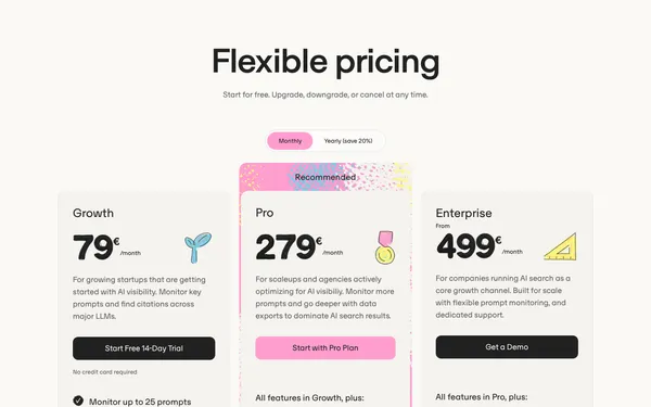 Omnia pricing page
