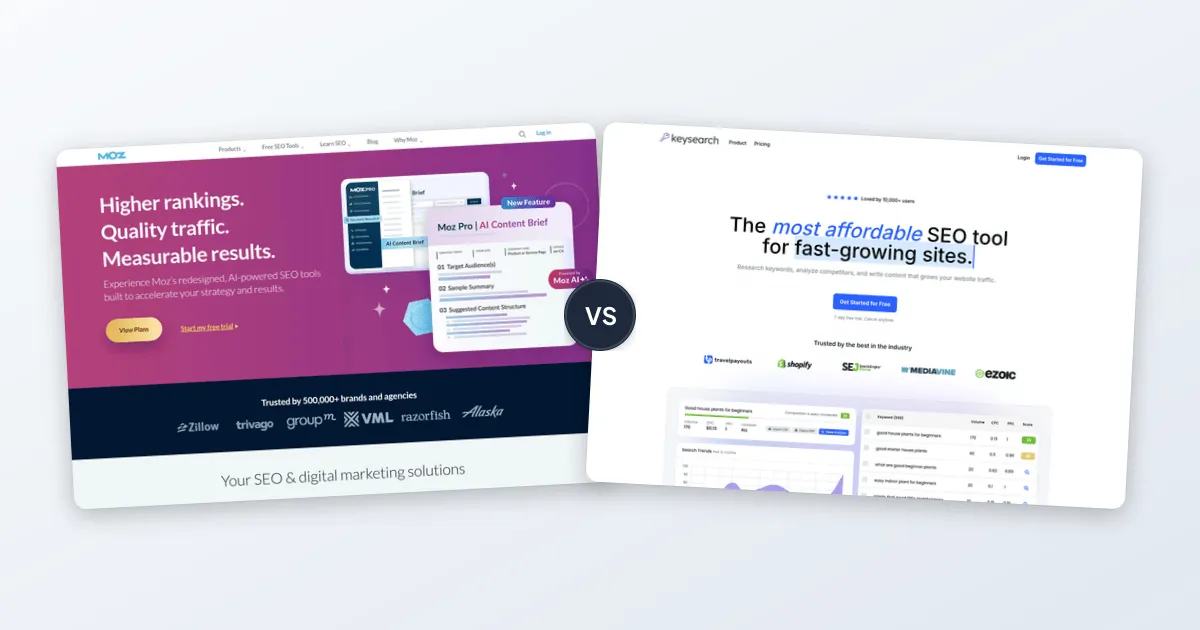 Moz vs Keysearch comparison