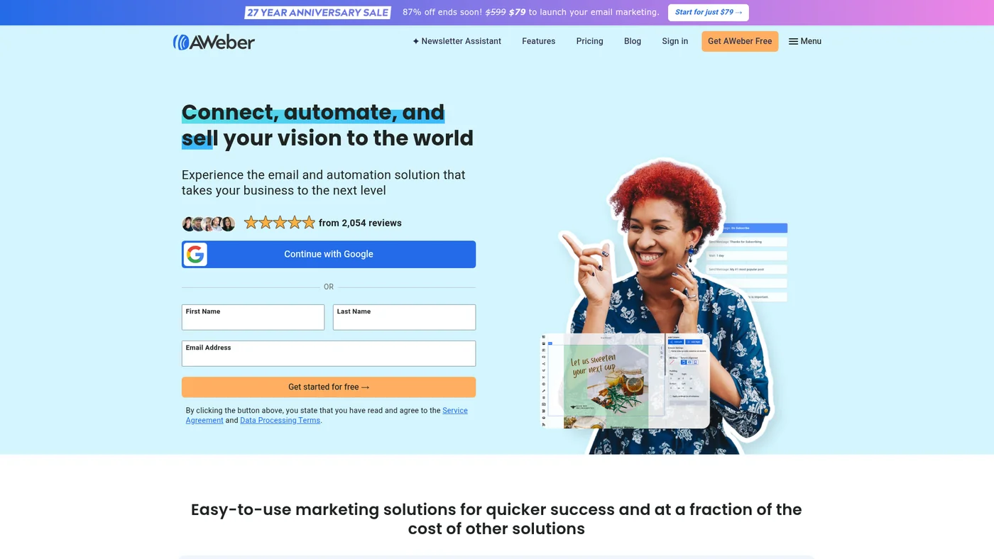 AWeber homepage screenshot
