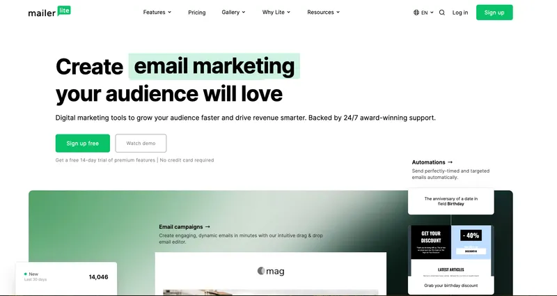 MailerLite interface