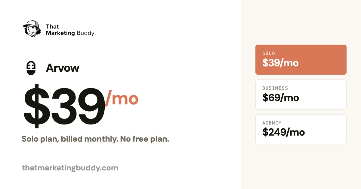 Arvow Pricing: $39 Solo Entry, $2000 Human + AI Service