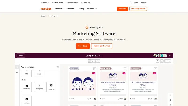 HubSpot Marketing Hub interface