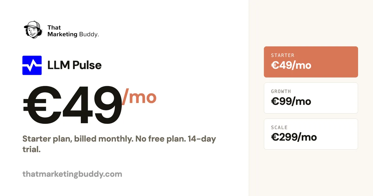 LLM Pulse Pricing 2026: €49 Starter to €1,199 Scale++