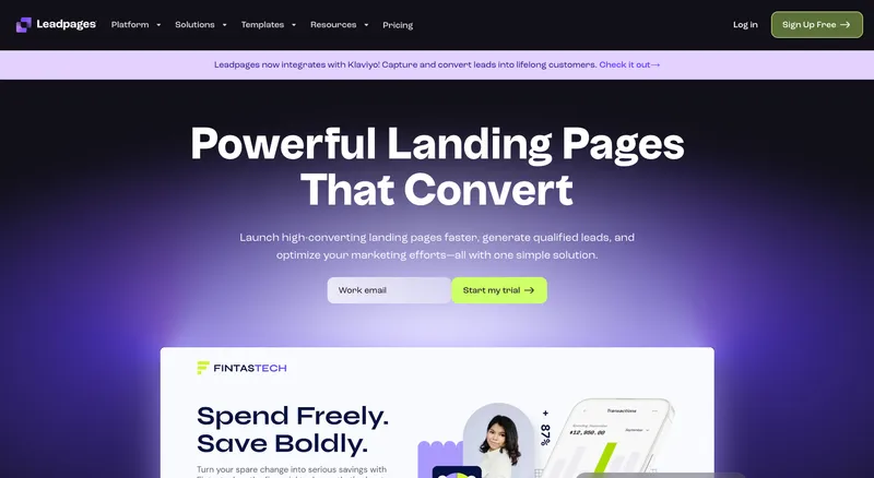 Leadpages interface