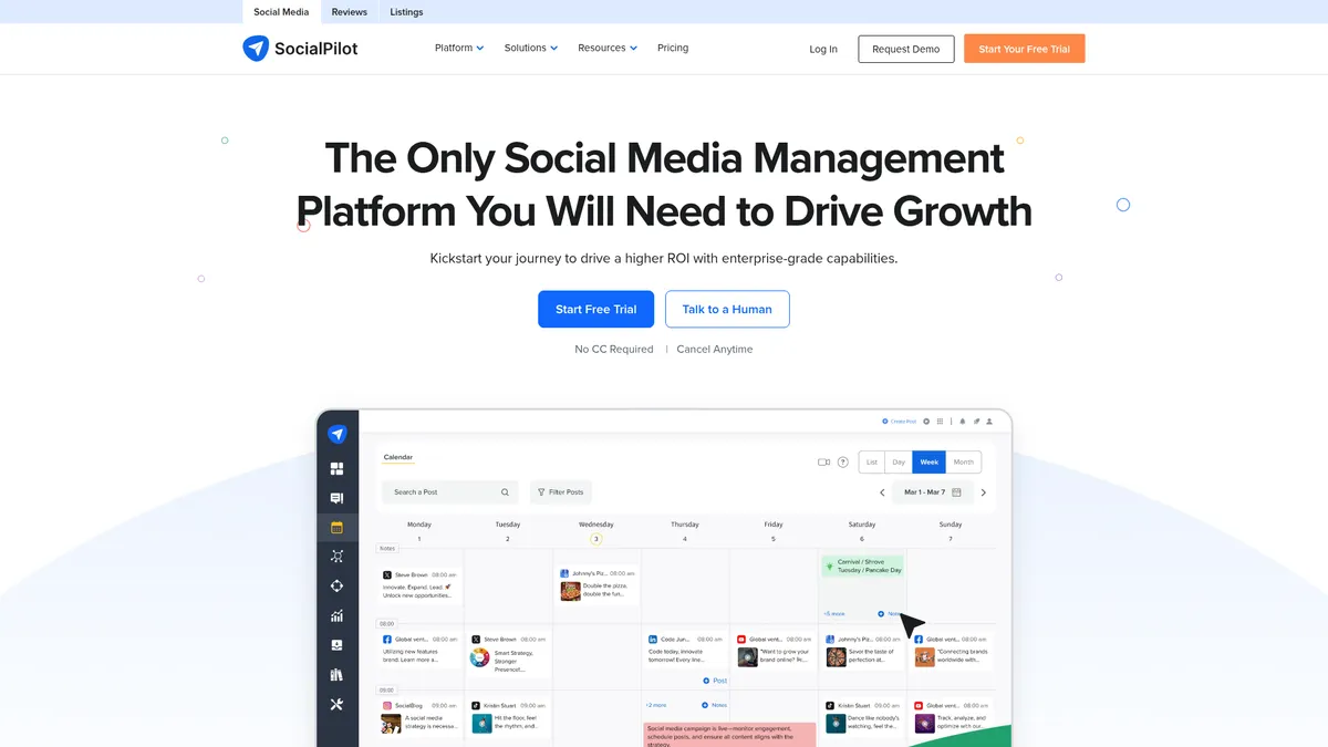 SocialPilot homepage screenshot