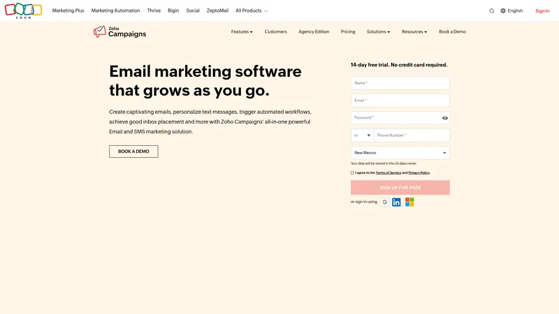 Zoho Campaigns interface