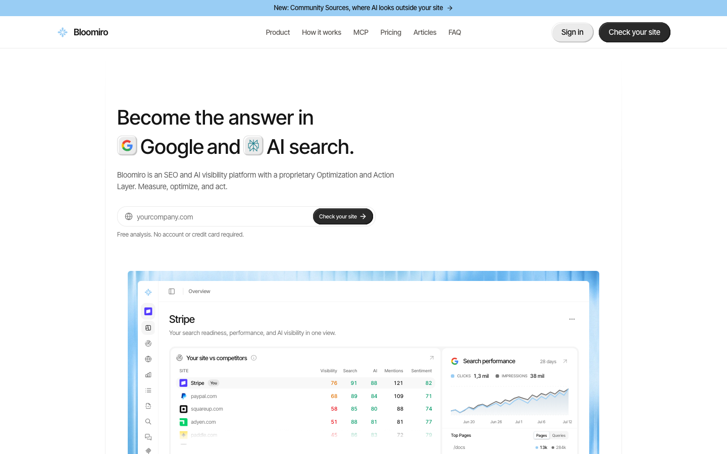 Bloomiro product interface