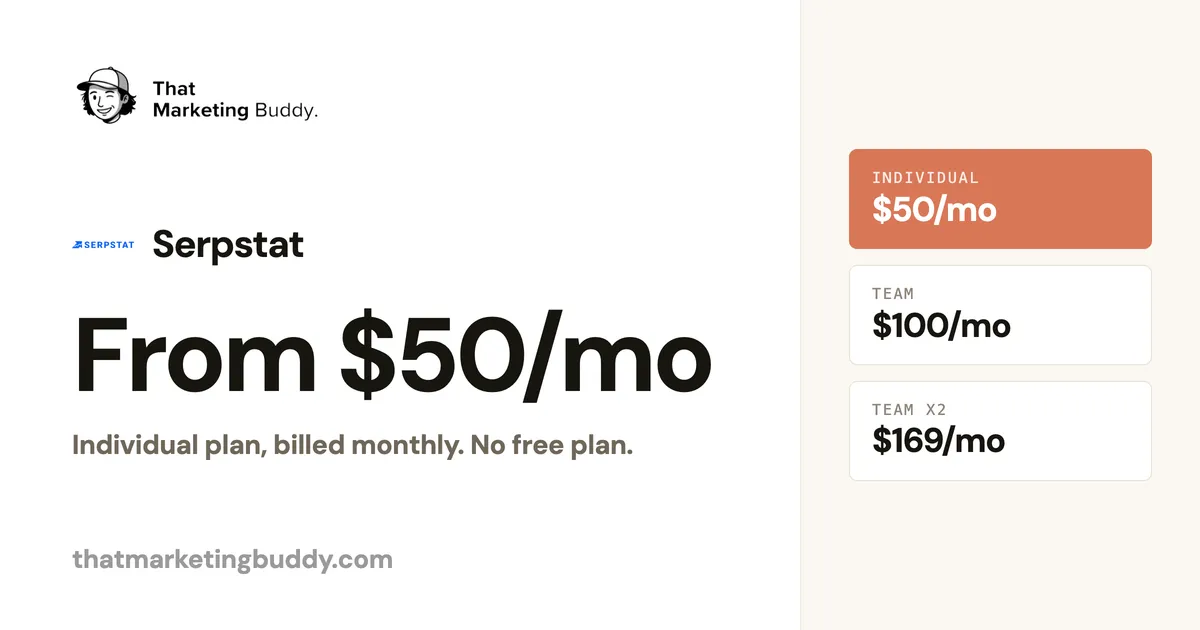 Serpstat Pricing 2026: $50 Individual to $410 Agency