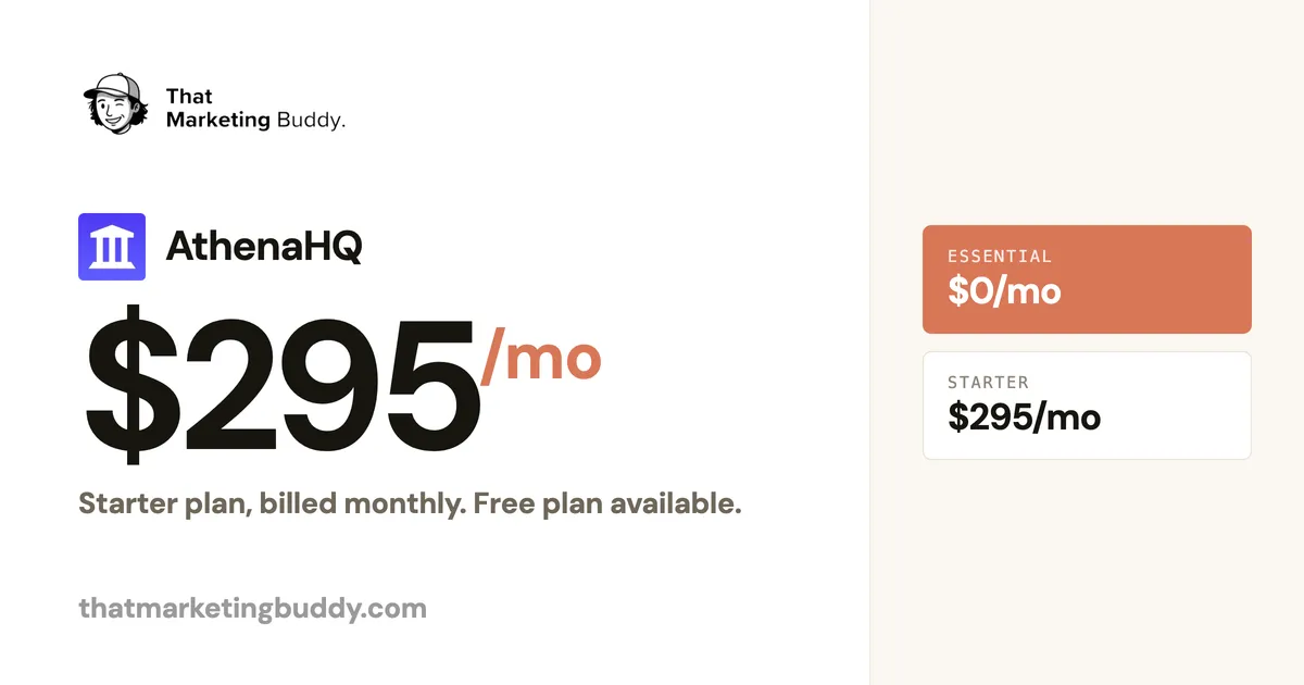 AthenaHQ Pricing: Free Plan, Then a $295/mo Jump to Starter
