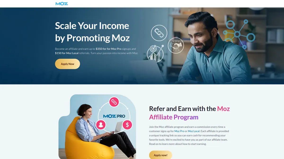 Moz affiliate program page screenshot