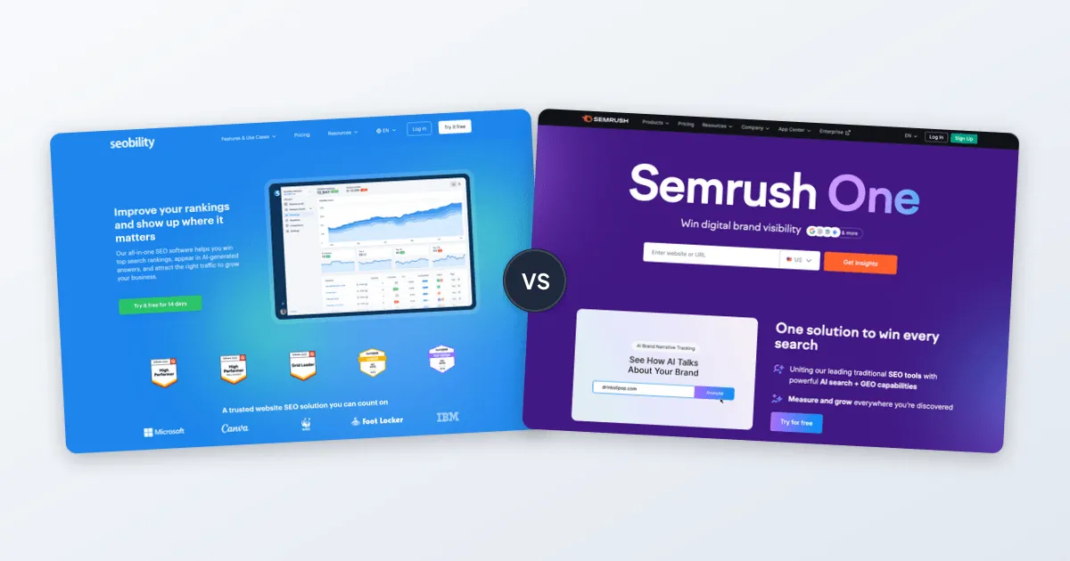 Seobility vs Semrush comparison