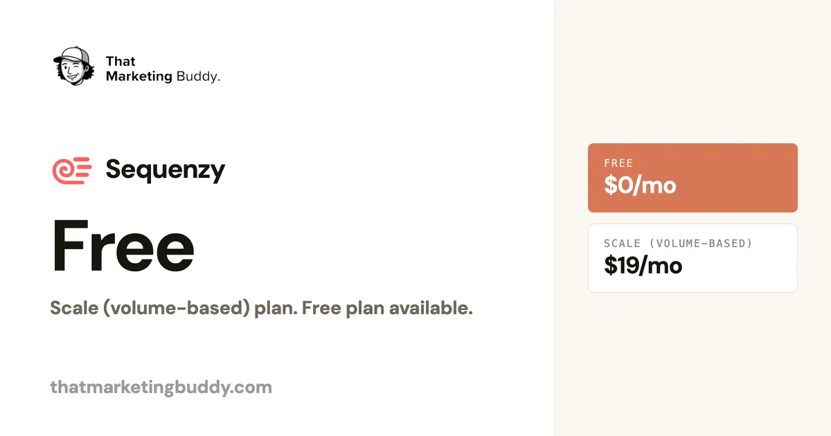Sequenzy Pricing: Free Tier, Volume-Based Founder Pricing