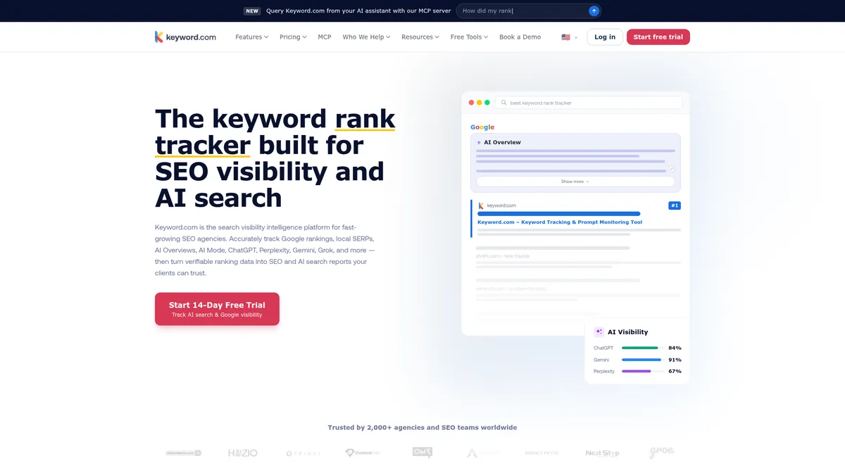 Keyword.com homepage screenshot