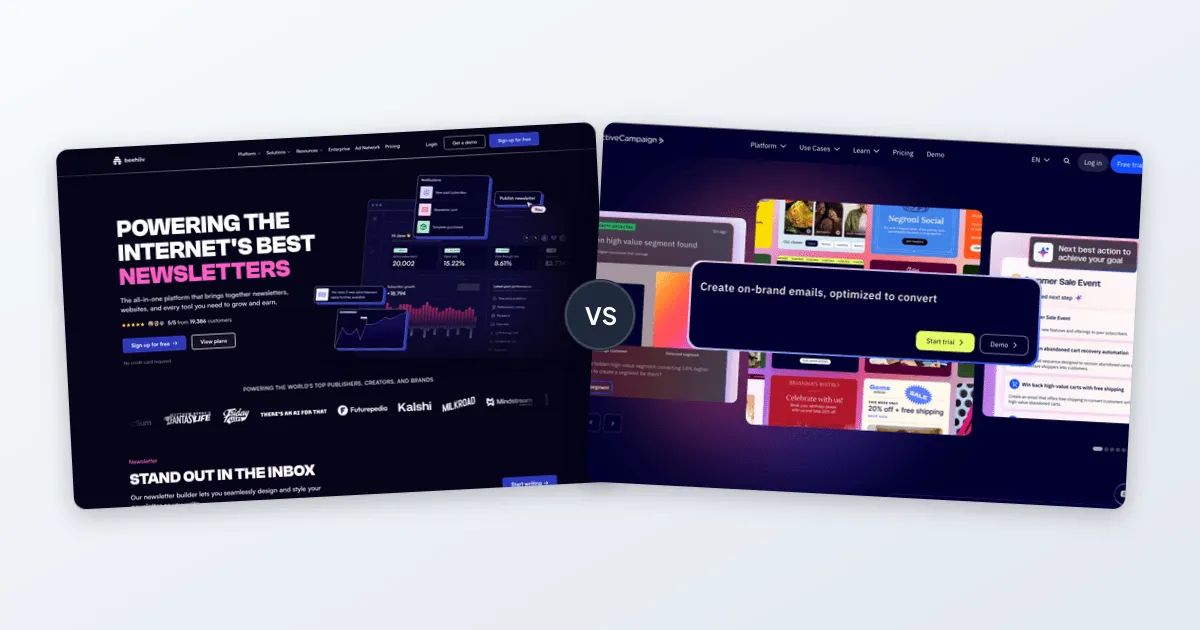 beehiiv vs ActiveCampaign comparison