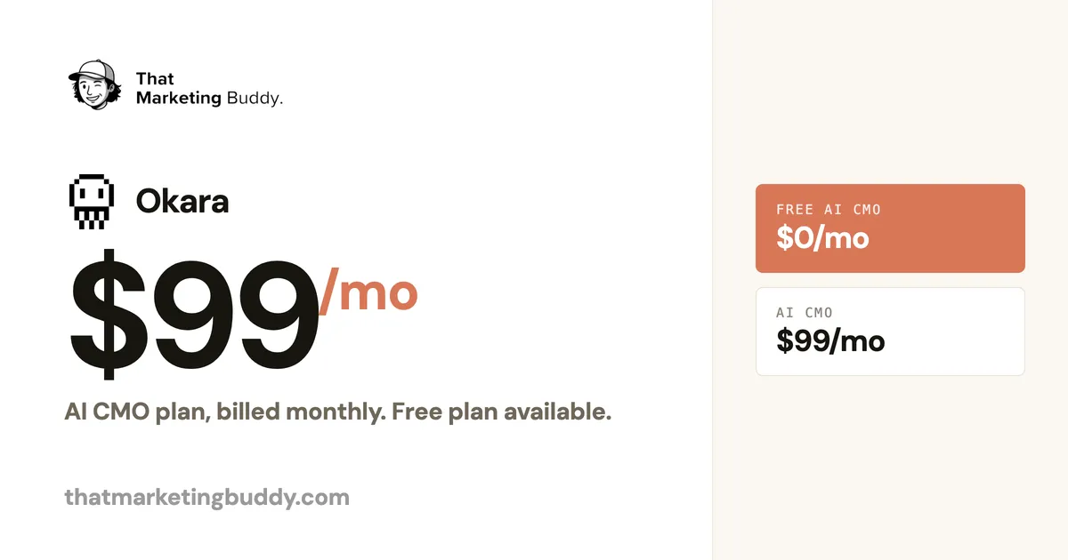 Okara Pricing 2026: Free Plan and the $99 AI CMO