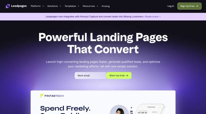 Leadpages interface