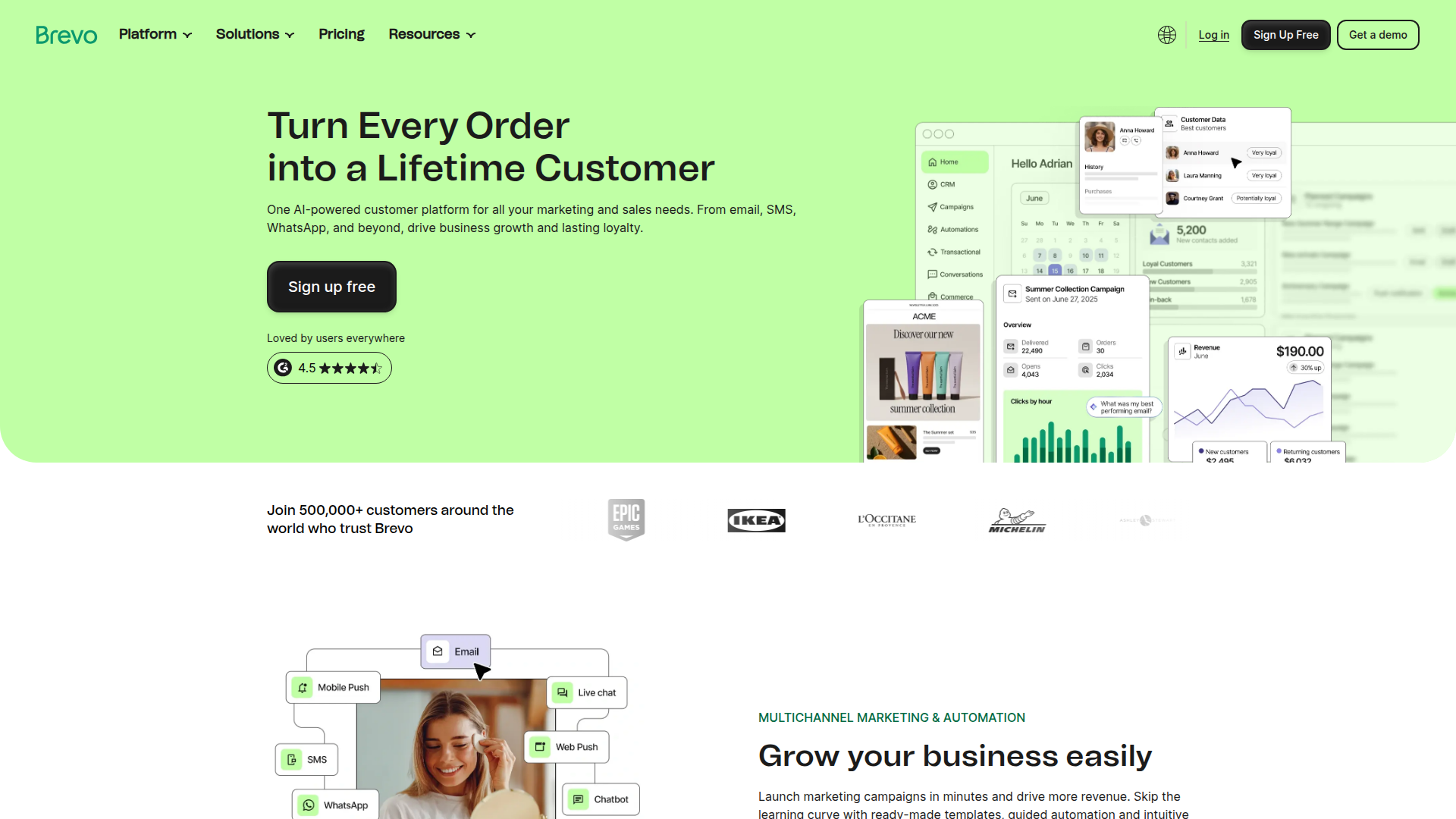 Sendinblue homepage screenshot