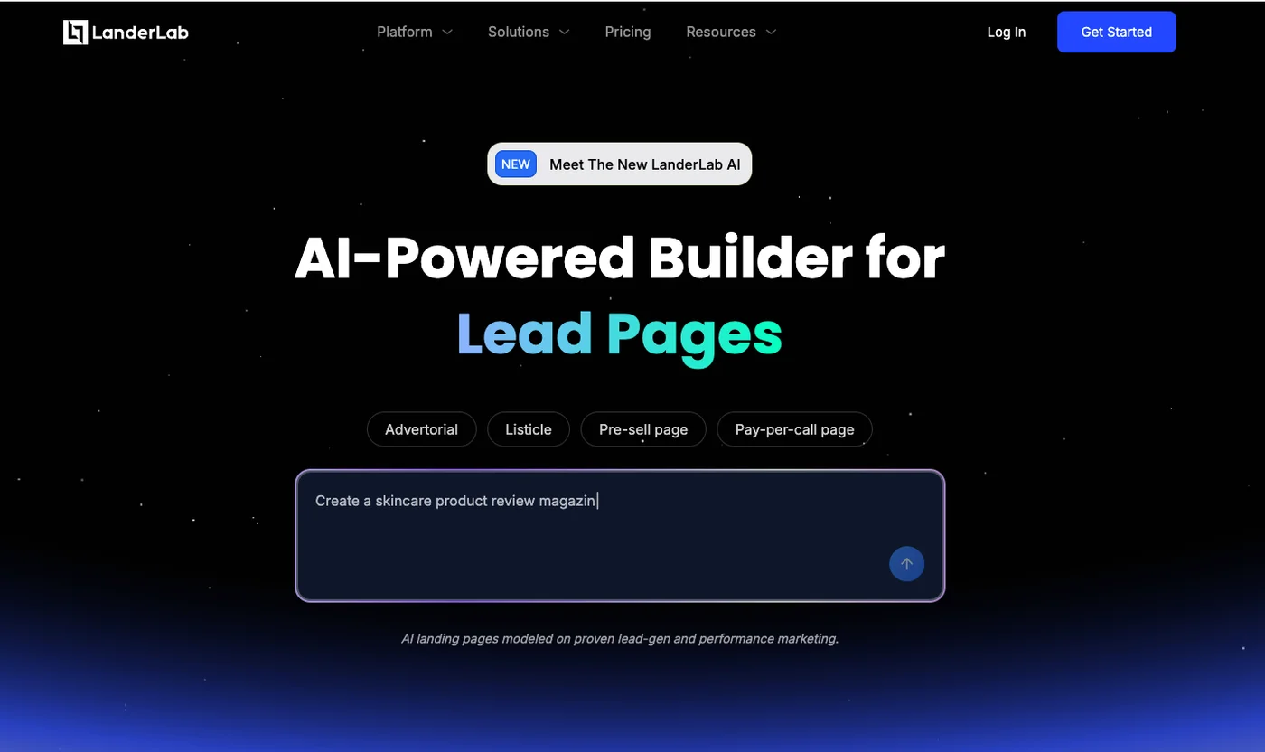 LanderLab homepage screenshot