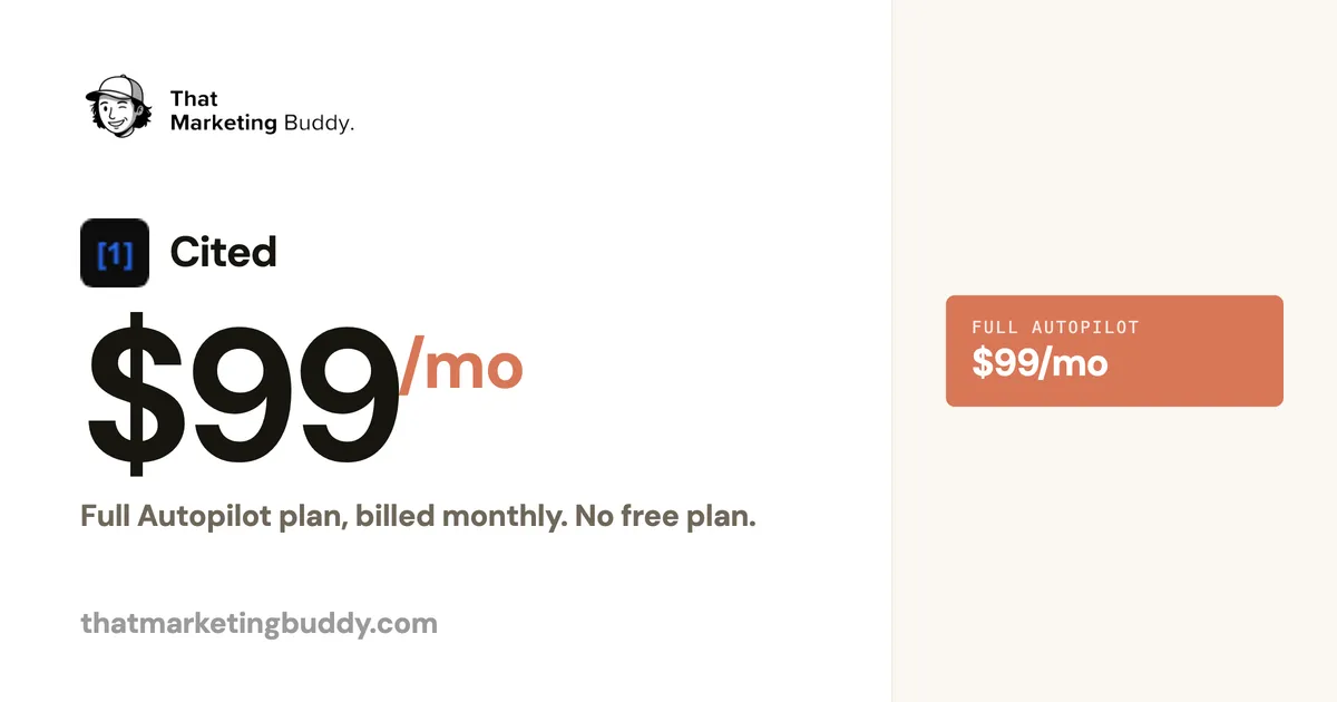 Cited Pricing 2026: One Flat $99/mo Done-for-You Plan