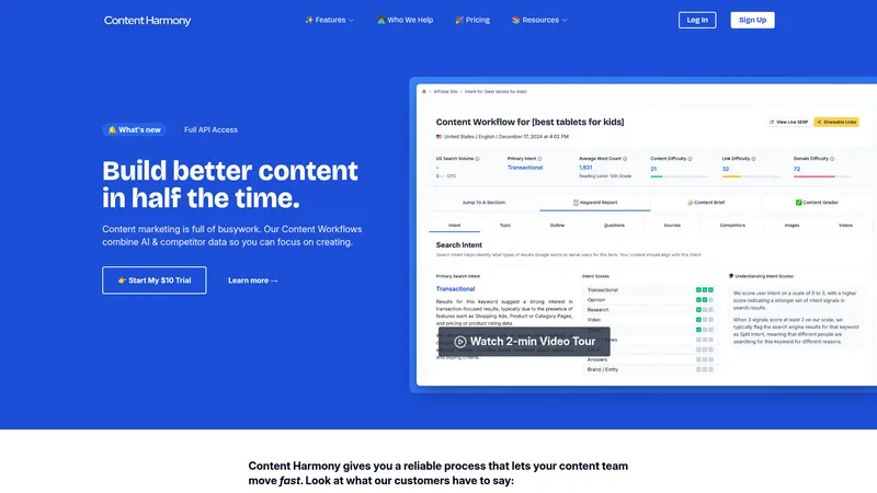 Content Harmony interface