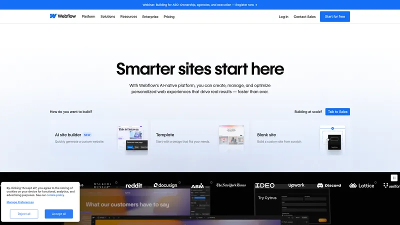 Webflow interface