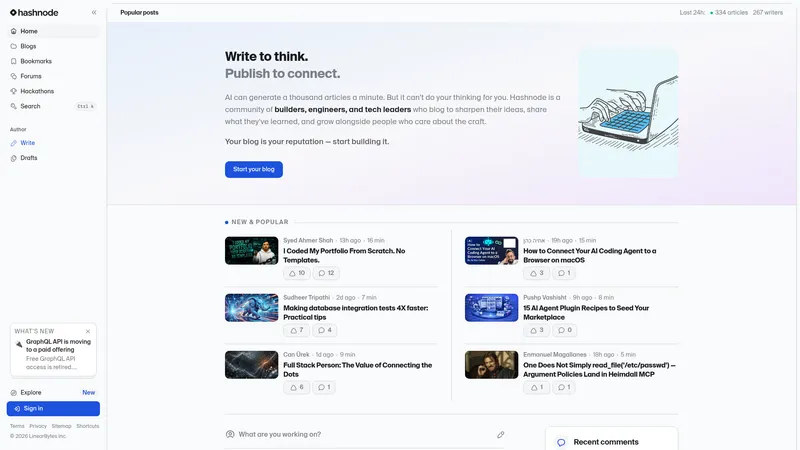 Hashnode interface