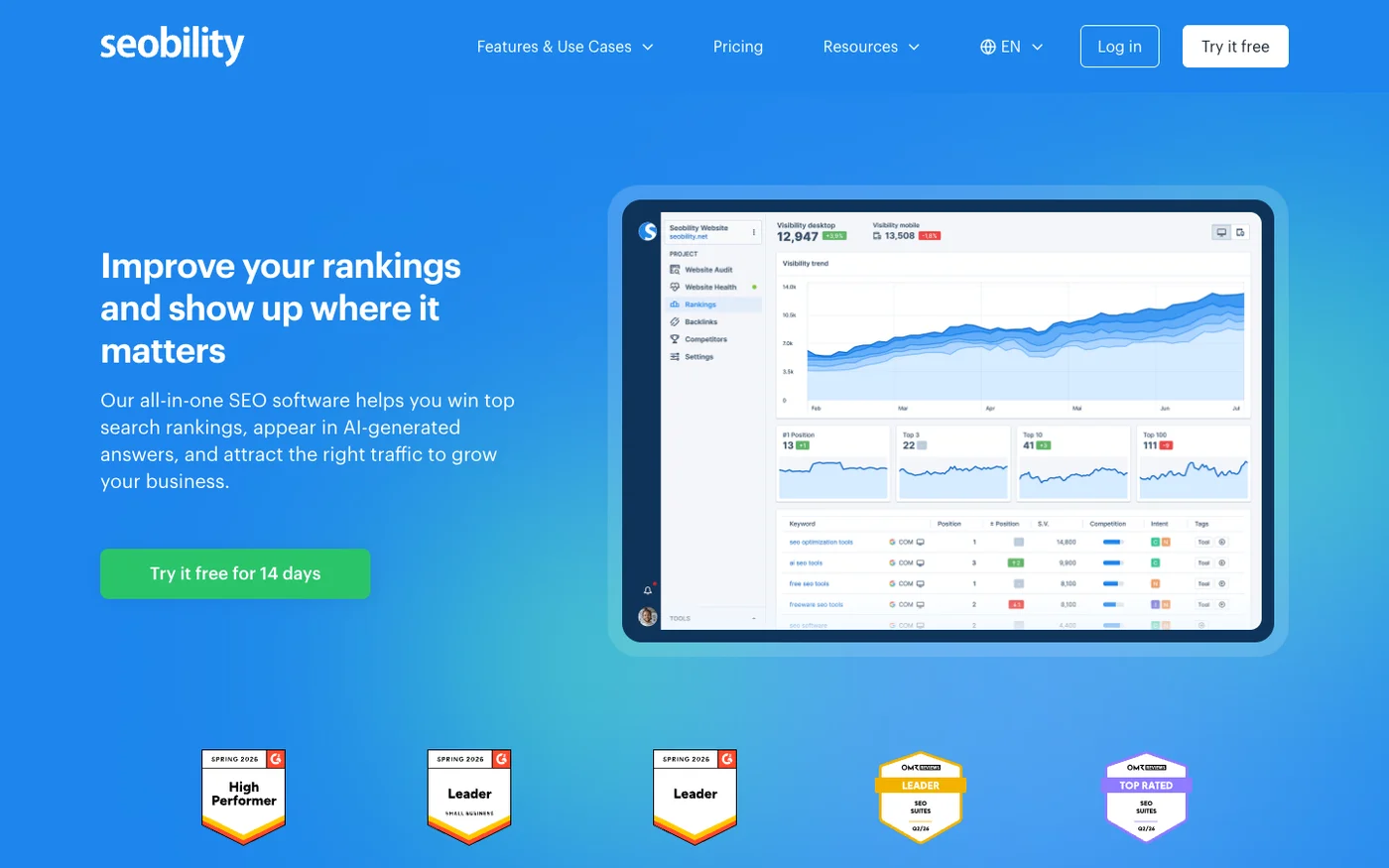 Seobility website screenshot